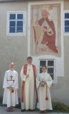 Fahrzeugsegnung 2024 Christophorusbild Mini u Priester